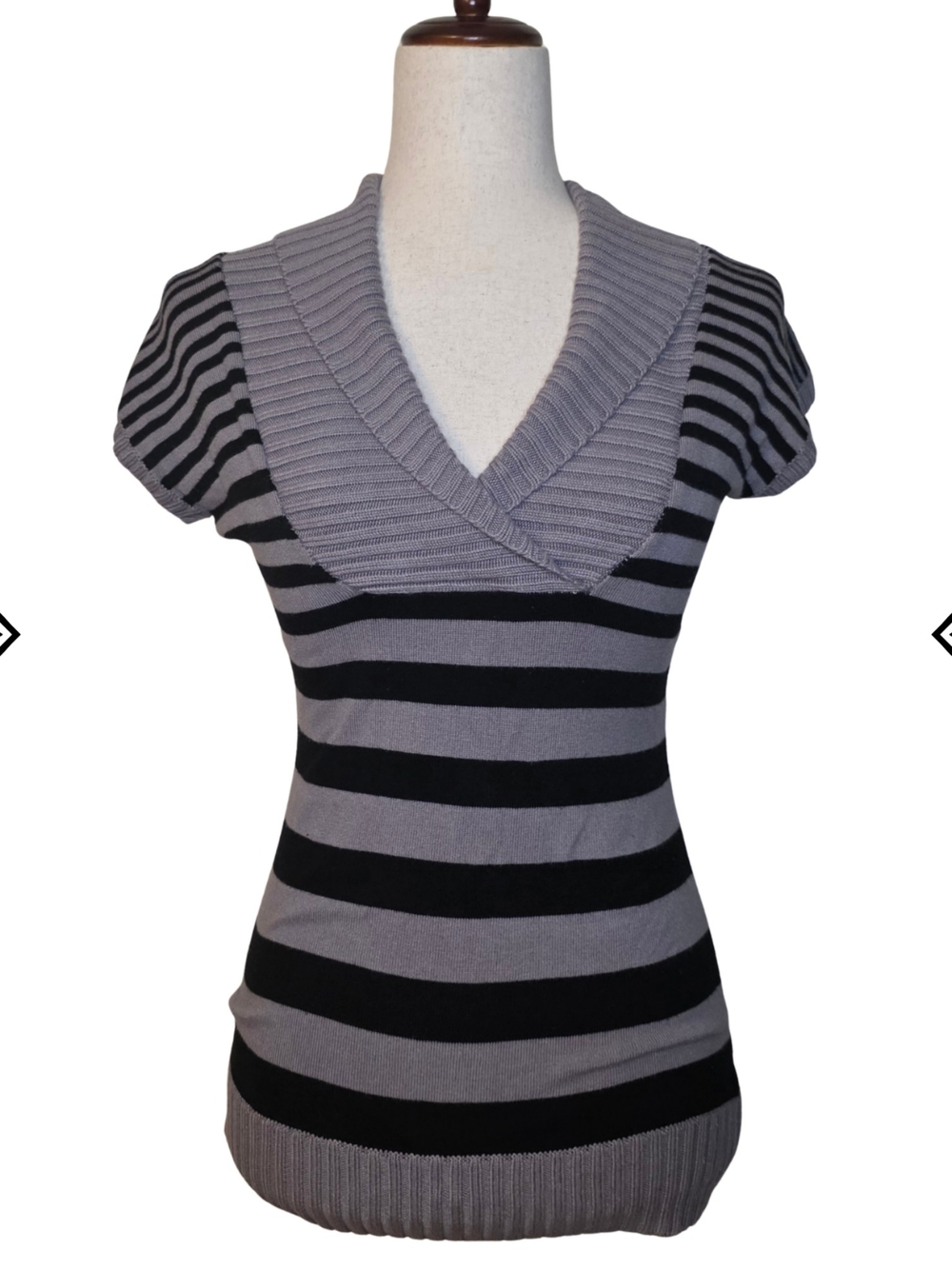 Y2K Say What? Grey & Black Striped Top
